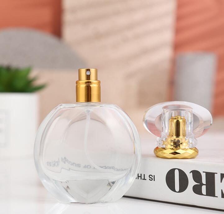 SGS Round Transparent Perfume Bottle 50ml 60ml Glass Cologne Bottles