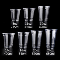 Logo Personnalisé jetable En Plastique Transparent Smoothie Verre 16 oz Gobelets En Plastique Avec Couvercles Pour La Vente En Gros