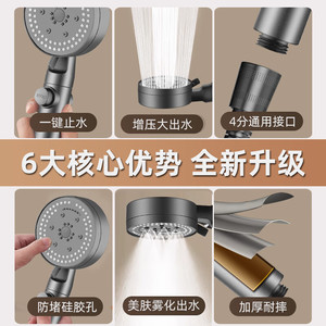 Cabezal de Ducha Portátil con Nueve Velocidades, Rociador de Lluvia Presurizado, Masaje de Burbujas, Material ABS, Instalación Roscada - Product Image 4