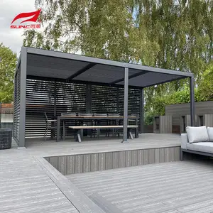 Pergola patio arrière-cour étanche pour extérieur moderne électrique bioclimatique Pergola à persiennes motorisée pour extérieur en aluminium