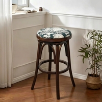 Tabourets de bar pivotants sans dossier en bois massif de style vintage français, avec siège rembourré et repose-pieds, pour îlot de cuisine, comptoir, maison, pub, usage commercial