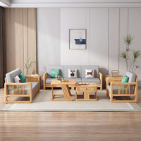 Juego de Sofás Nórdicos de Madera Maciza - Modelo Combinado de Tela para Sala de Estar Pequeña, Moderno y Sencillo para el Hogar - Sofá de Estilo Rústico