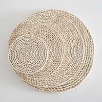 En gros, sets de table ronds en rotin tressé et en écorce de maïs naturelle, pour cuisine et table, compatibles avec tasses à café