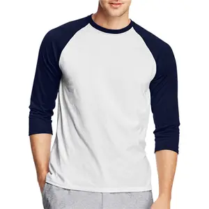 Yeni stil yumuşak özel 3/4 kollu gömlek erkek raglan kollu t-shirt
