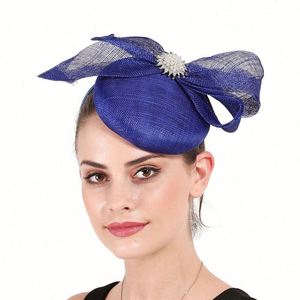 Sombrero Fascinador Retro de Cáñamo Estilo Moda al por Mayor para Pasarela, Accesorios Nupciales para el Cabello, Vestido de Noche y Boda - Product Image 3