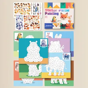 HURREE Puzzle géométrique 3D en papier plat unisexe pour enfants, jouet éducatif pour la maternelle 3 ans et plus, activité manuelle DIY, autocollant - Product Image 3