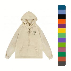 Custom Logo OEM Oversize Washed Solid Winter Hoodie Fashion Streetwear Blank Silk Screen Printing Binding <b>Pullover</b> 370gsm <b>Mens</b> - Product Image 1