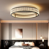 Plafonnier LED Minimaliste en Acier Inoxydable et Cristal pour Salon et Chambre Principale - Ambiance Luxueuse