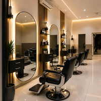 Aménagement de l'intérieur d'un salon de beauté moderne, station de coiffure, réception, mobilier de salon