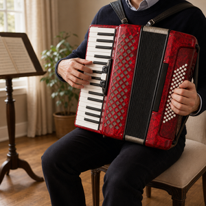 Acordeón Cromático de 26 Teclas y 48 Bajos, 3 Registros, de Madera y Celuloide, con Funda, Portátil, para Principiantes, Estudiantes, Escuelas de Música, Venta al Por Mayor - Product Image 1