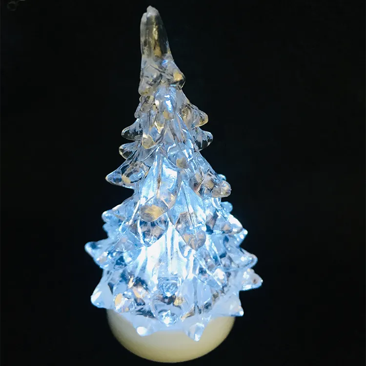 Button Battery Christmas Tree Transparent Crystal Night Led Lights