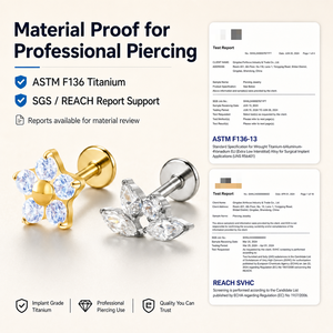 JIAXIN ASTM F136 Titanio de Grado Implante, Piercing <span class=keywords><strong>Labret</strong></span> con Rosca Interna y Topo de Estrella de Circonita Cúbica, para Labio, Tragus, Hélix, Joyería Corporal, Regalo - Product Image 5