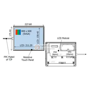 Com104t9m15ers Ortustech 10.4 Inch Tft Lcd-Scherm 800X600 Brede Temperatuur Lcd-Scherm Met 4-draads Resistieve Touch