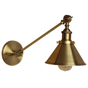 Lampada <span class=keywords><strong>da</strong></span> <span class=keywords><strong>Parete</strong></span> Vintage in Metallo Dorato <span class=keywords><strong>con</strong></span> Angolo Regolabile e Paralume per Interni - Product Image 6