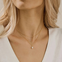 Collier à maillons géométriques superposés EMANCO, élégant, d'inspiration vintage, plaqué or 14 carats, en acier inoxydable PVD, pour femme, idéal pour les fiançailles