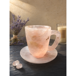 Taza de té con platillo en increíble piedra de cuarzo rosa - SOLO 1 taza y 1 platillo - Product Image 2