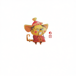 T-shirt à manches longues de qualité supérieure, signe du zodiaque chinois, année du Rat, horoscope animalier, sceau rouge - Product Image 2