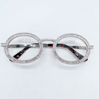 Lunettes pour hommes serties de diamants, lunettes en moissanite scintillantes, boîte à lunettes miroir, bijoux de marque hip-hop, rappeur, luxe, original, 1 pièce