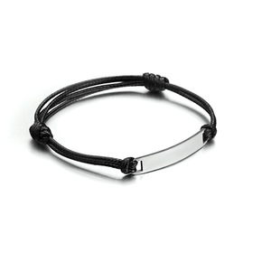 Customizable Logo <b>Couple</b> <b>Bracelet</b> Men Women Lettering Titanium Steel Bent Rope Braided Stainless Steel Wax Rope Adjustable - Product Image 5
