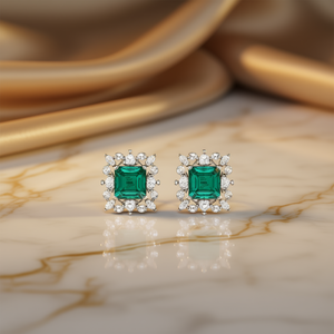 Pendientes de Diamantes con Corte Esmeralda E2840, Verdes, Joyería Fina Clásica para Mujer, Diamantes Naturales - Product Image 2