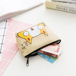 Custom Canvas Fabric Small Zippered Pouch For Women Cute Printed Mini Change Wallet Key Money Bag Coin Purse