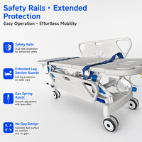 Chariot de transfert patient avec lit d'hôpital et roulettes silencieuses à commande centrale – Lit médical de transfert pour urgences hospitalières
