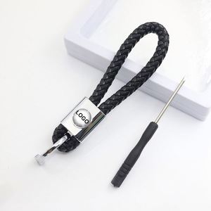 Wholesale <b>Custom</b> Car Keyrings Leather Weave Straps <b>Keychain</b> with Car logo for Car Women Men Gift - Product Image 5