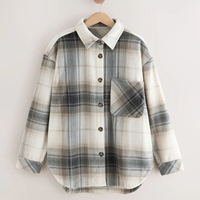 Chemise en flanelle à carreaux sur mesure pour femme, coupe oversize, manches longues, boutonnée, chemisier brossé, veste shacket avec poches, grande taille, surchemise