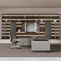 Bureau de luxe personnalisé en usine ensemble de mobilier de bureau en forme de L pour chef table de direction avec petite armoire de rangement