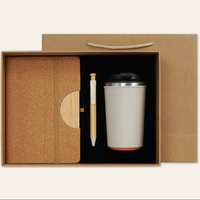 Coffret Cadeau d'Entreprise Écologique Premium : Carnet en Liège, Stylo en Bambou, Gobelet, Logo Personnalisé, Estampage à Chaud Doré, Boîte Cadeau d'Affaires