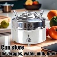 Réservoir de stockage d'eau en acier inoxydable 304 de 10 L (2,6 gallons) pour le camping en plein air avec robinet, seau pour lait, jus, boissons, vin et bière