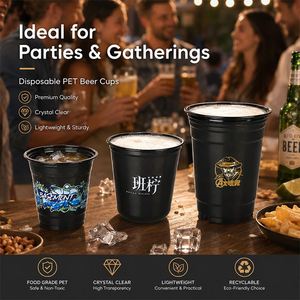 Gobelets en plastique transparent jetables de qualité alimentaire recyclables de 14 oz en PET, diamètre 92 mm, impression numérique de logo personnalisé, emballage pour boissons froides - Product Image 2