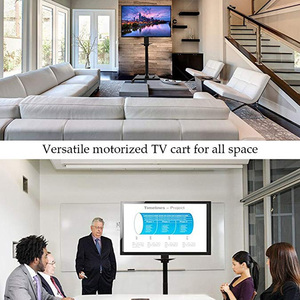 Chariot de télévision mobile de 32 à <span class=keywords><strong>72</strong></span> pouces, support de sol pour moniteur, réglable en hauteur, chariot de télévision en métal à roulettes avec rotation à 90 degrés et tablette pour ordinateur portable - Product Image 5