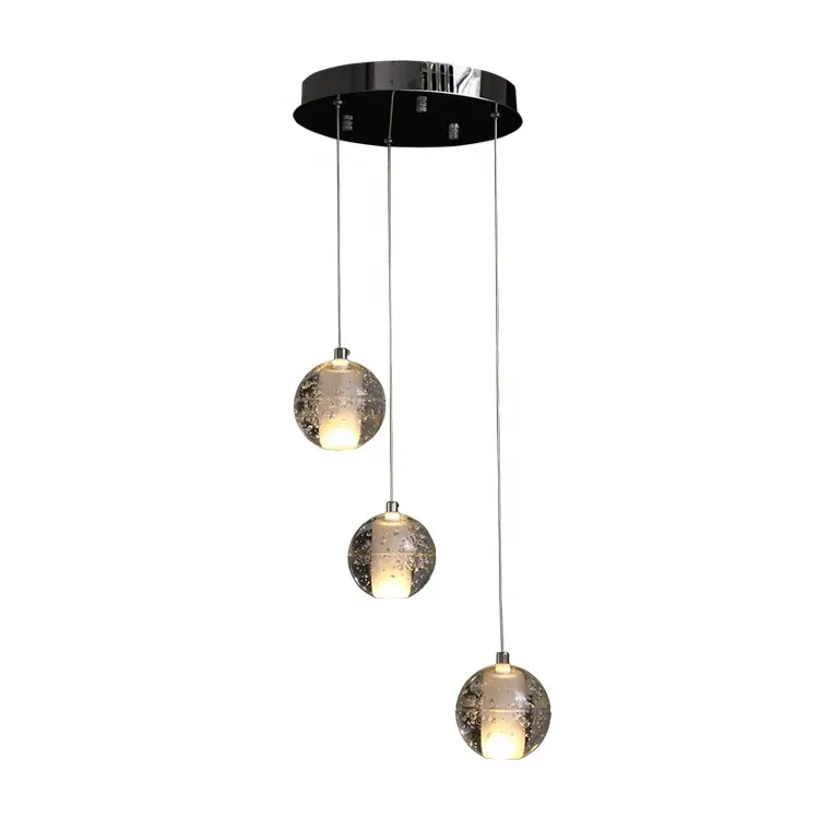 Small shape waterproof art decor 3 lights led high hanging ball globe glass chandeliers & pendant lights for restaurant