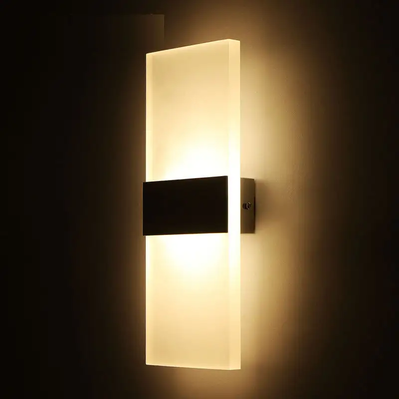 Кронштейн настенный выключатель света лампы 12W Крытый акриловый светодиодный настенный светильник для спальни прикроватный ночник настенные кронштейны