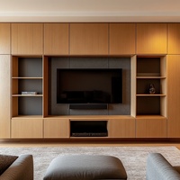 Meubles TV sur mesure directement de l'usine, design à grain de bois délicat, console TV murale flottante suspendue