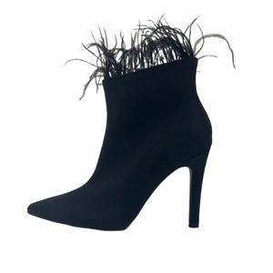 Stivaletti autunnali a punta per donna, eleganti ed eleganti stivali alla moda autunnali con cerniere laterali in piuma - Product Image 5