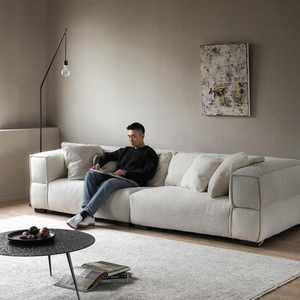 Timesong italiano minimalista bloque tela sofá Wabi-Sabi diseñador Cordero terciopelo <span class=keywords><strong>tres</strong></span> filas rectas cuero patas de madera cama de estar - Product Image 2