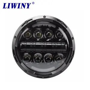 Liwiny 7 "עגול 12v היילי LED פנסים לבן DRL/אמבר הפעל אות עבור האמר H1 H2 H3 LED מקרן DRL לאדה ניבה 4x4