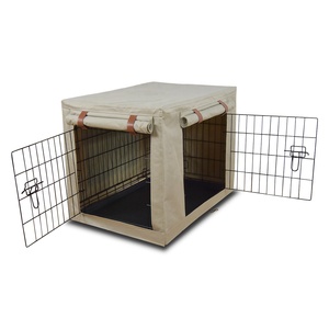 Manufacturer Pet Cages Carriers Double Door Pet Cage Cover Folding Dog Crate Cover With Removable Tray