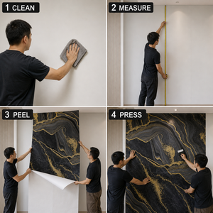 Su Geçirmez Mermer Duvar Çıkartması Kendinden Yapışkanlı Siyah Altın Yüksek Parlaklık İç Mekan Dekoratif Duvar İçin - Product Image 2