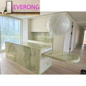 Comptoir <span class=keywords><strong>de</strong></span> bar moderne <span class=keywords><strong>de</strong></span> luxe EV Design îlot en marbre onyx vert naturel couvrant la décoration <span class=keywords><strong>de</strong></span> la cuisine - Product Image 2
