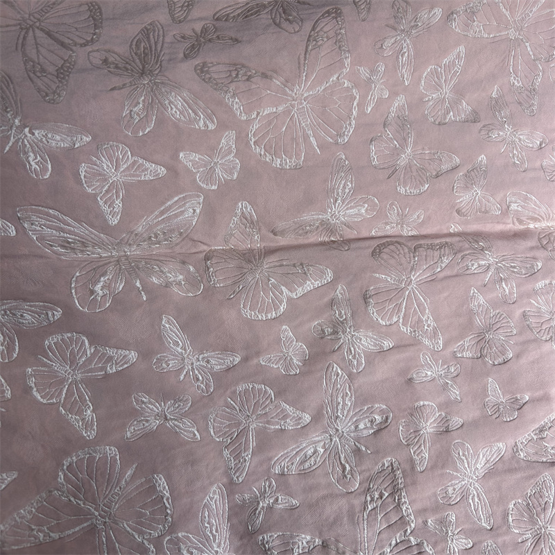 Wedding Dressing Gold Embossed Brocade Nylon 3D Butterfly Polyamide Rayon Polyester Viscose Jacquard Fabrics