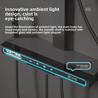 Ensemble de douche thermostatique numérique à LED pour salle de bains Système 4 fonctions Laiton poli Cuivre Robinet à jet filtré Pomme de douche pour baignoire