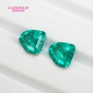 Cadermay Shield Shape Lab Created Paraiba Garnet Green Loose Gemstone For Jewelry Making - Product Image 4