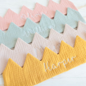 Personalized First Boys Girls Muslin Cotton Fabric <strong>Baby</strong> Toddler <strong>Headband</strong> Hat Kids Birthday Crown - Product Image 2