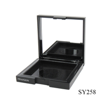 Échantillon gratuit poudre blush boîtier compact emballage plastique noir cosmétique monocouche poudre vide boîtier compact