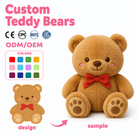 Boneka Beruang Teddy Custom Grosir, Hewan Boneka Lembut dengan Pita Merah OEM ODM untuk Hadiah Anak, Isian Kapas PP, Bersertifikat EN71 CE ASTM CPC