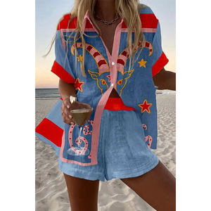 Ensemble de chemises pour filles style plage d'été, ample, respirant, style <span class=keywords><strong>West</strong></span> <span class=keywords><strong>Coast</strong></span> Resort, motif personnalisé imprimé, vêtements de plage - Product Image 6