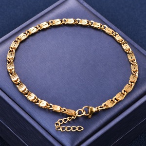 Bracelet de cheville et de poignet en acier inoxydable gaufré, style trombone, pour femmes et hommes, bijoux en métal - Product Image 1